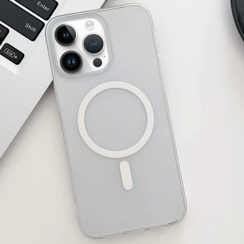 iPhone 16 Super Slim Semi Transparent Matte Finish Smoky Magsafe Case - White